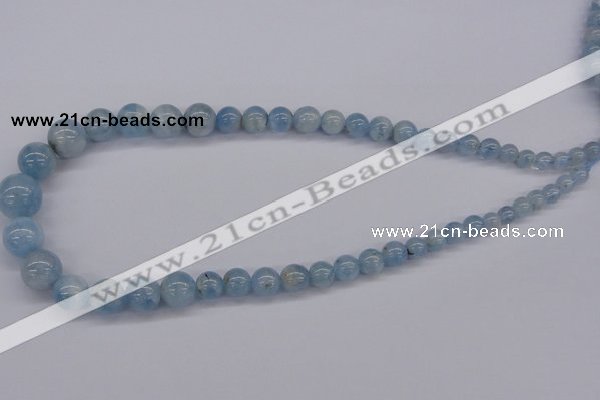 CAQ130 15.5 inches multi-size round natural aquamarine beads