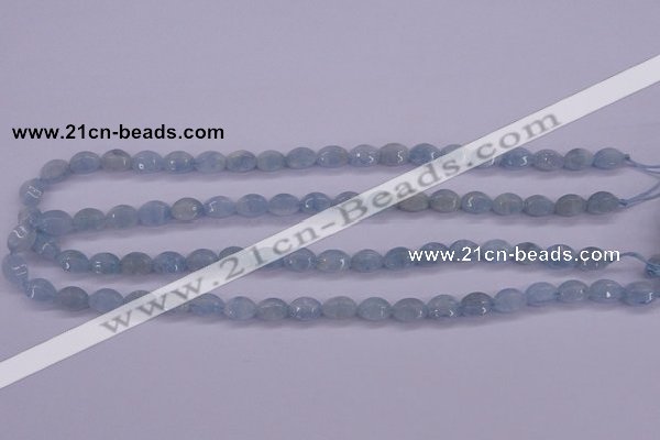 CAQ132 15.5 inches 7*10mm faceted rice natural aquamarine beads