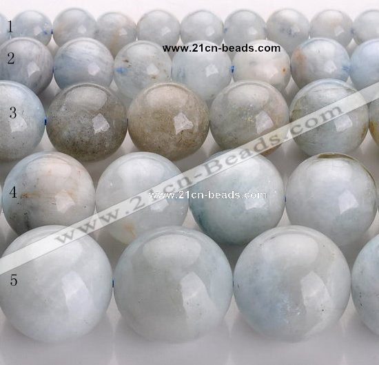 CAQ14 Multi sizes round natural aquamarine gemstone beads wholesale