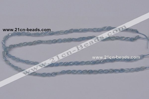 CAQ147 15.5 inches 5*7mm twisted oval natural aquamarine beads