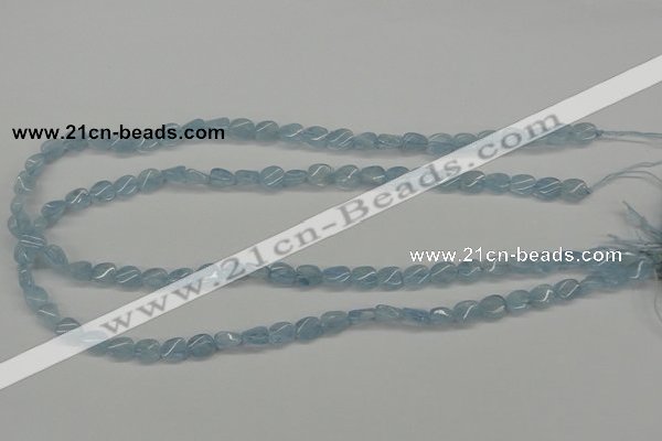 CAQ148 15.5 inches 6*8mm twisted oval natural aquamarine beads