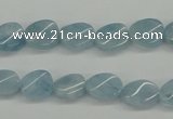 CAQ149 15.5 inches 8*12mm twisted oval natural aquamarine beads