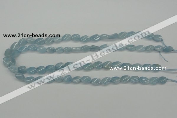 CAQ149 15.5 inches 8*12mm twisted oval natural aquamarine beads