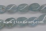 CAQ150 15.5 inches 10*12mm twisted oval natural aquamarine beads