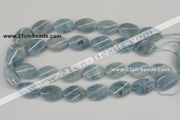 CAQ151 15.5 inches 18*25mm twisted oval natural aquamarine beads