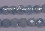 CAQ155 15.5 inches 10*10mm faceted heart natural aquamarine beads