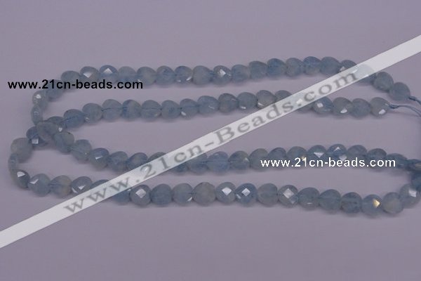 CAQ155 15.5 inches 10*10mm faceted heart natural aquamarine beads