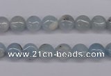 CAQ156 15.5 inches 8mm flat round natural aquamarine beads