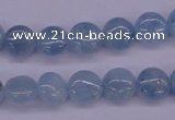 CAQ157 15.5 inches 10mm flat round natural aquamarine beads