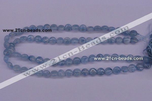 CAQ157 15.5 inches 10mm flat round natural aquamarine beads