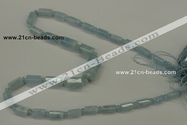 CAQ160 15.5 inches rondelle & faceted column natural aquamarine beads