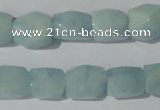 CAQ209 15.5 inches 10*14mm faceted nugget natural aquamarine beads