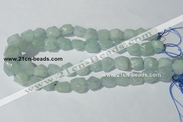 CAQ210 15.5 inches 14*16mm faceted nugget natural aquamarine beads