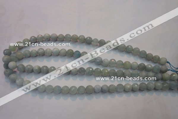 CAQ222 15 inches 6mm faceted round aquamarine beads wholesale