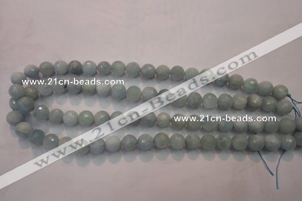 CAQ224 15 inches 10mm faceted round aquamarine beads wholesale