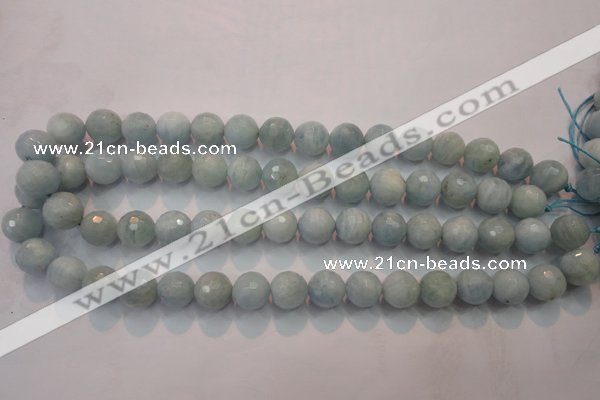 CAQ225 15 inches 12mm faceted round aquamarine beads wholesale