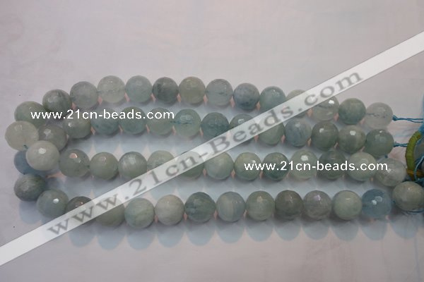 CAQ226 15 inches 14mm faceted round aquamarine beads wholesale