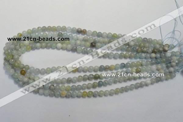 CAQ251 15.5 inches 6mm round aquamarine beads wholesale