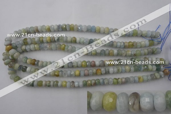 CAQ355 15.5 inches 5*8mm faceted rondelle natural aquamarine beads