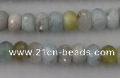 CAQ356 15.5 inches 7*11mm faceted rondelle natural aquamarine beads