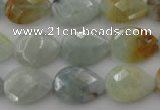 CAQ378 15.5 inches 13*18mm faceted flat teardrop natural aquamarine beads