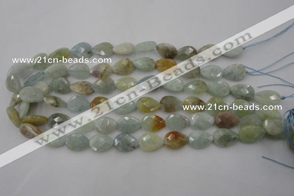 CAQ378 15.5 inches 13*18mm faceted flat teardrop natural aquamarine beads