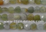 CAQ390 15.5 inches 8*8mm faceted heart natural aquamarine beads