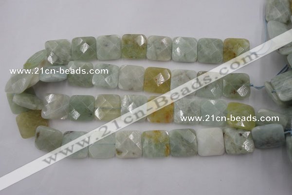 CAQ398 15.5 inches 20*20mm faceted square natural aquamarine beads