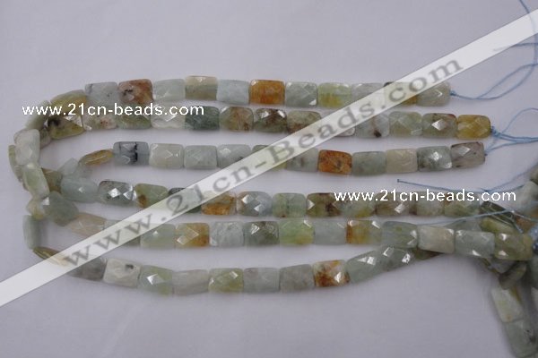 CAQ402 15.5 inches 10*14mm faceted rectangle natural aquamarine beads