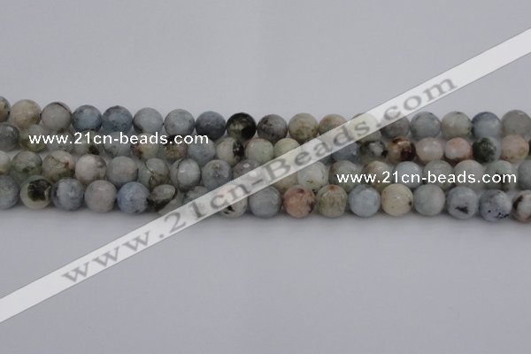 CAQ421 15.5 inches 8mm faceted round natural aquamarine beads