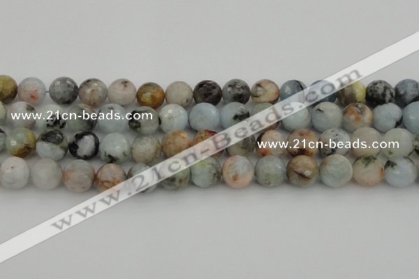 CAQ425 15.5 inches 16mm faceted round natural aquamarine beads