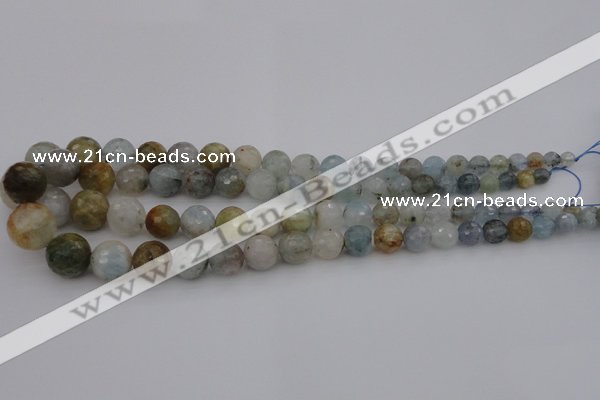 CAQ428 15.5 inches 6mm - 16mm faceted round natural aquamarine beads