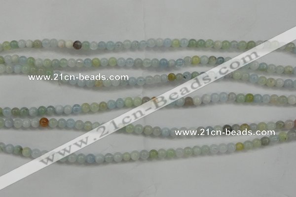 CAQ451 15.5 inches 4mm round aquamarine beads wholesale