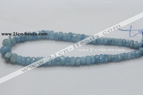 CAQ51 15.5 inches 6*12mm faceted rondelle natural aquamarine beads