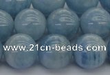 CAQ514 15.5 inches 14mm round A+ grade natural aquamarine beads