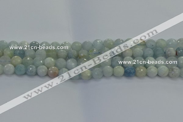 CAQ553 15.5 inches 8mm faceted round natural aquamarine beads