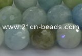 CAQ555 15.5 inches 12mm faceted round natural aquamarine beads