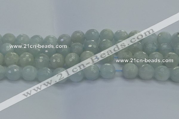 CAQ564 15.5 inches 14mm faceted round natural aquamarine beads