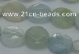 CAQ569 15.5 inches 9mm faceted coin natural aquamarine beads