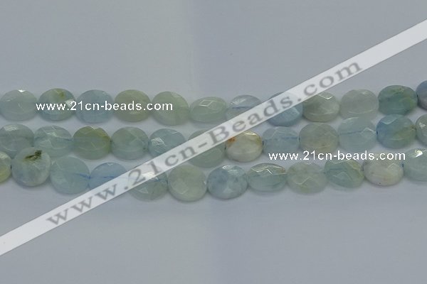 CAQ570 15.5 inches 11mm faceted coin natural aquamarine beads