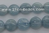 CAQ68 15.5 inches 12*12mm flat round natural aquamarine beads wholesale