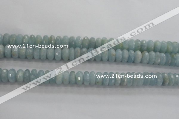 CAQ72 15.5 inches 6*11mm faceted rondelle AB grade aquamarine beads