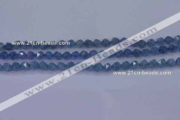CAQ771 15.5 inches 6mm faceted nuggets imitation aquamarine beads