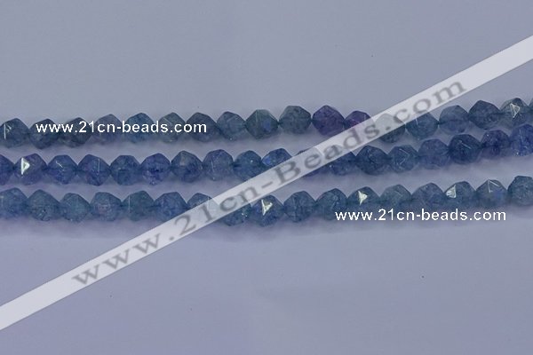 CAQ773 15.5 inches 10mm faceted nuggets imitation aquamarine beads