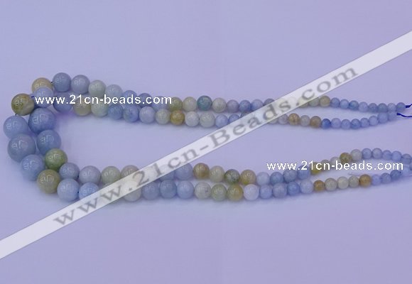 CAQ789 15.5 inches 5mm - 15mm round natural aquamarine beads