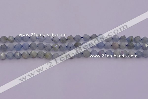 CAQ790 15.5 inches 6mm faceted nuggets aquamarine gemstone beads