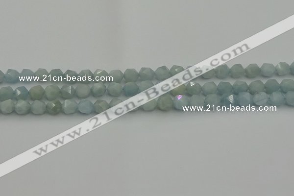 CAQ796 15.5 inches 6mm faceted nuggets aquamarine gemstone beads