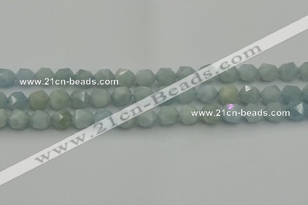 CAQ798 15.5 inches 10mm faceted nuggets aquamarine gemstone beads