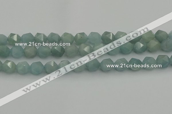 CAQ799 15.5 inches 12mm faceted nuggets aquamarine gemstone beads