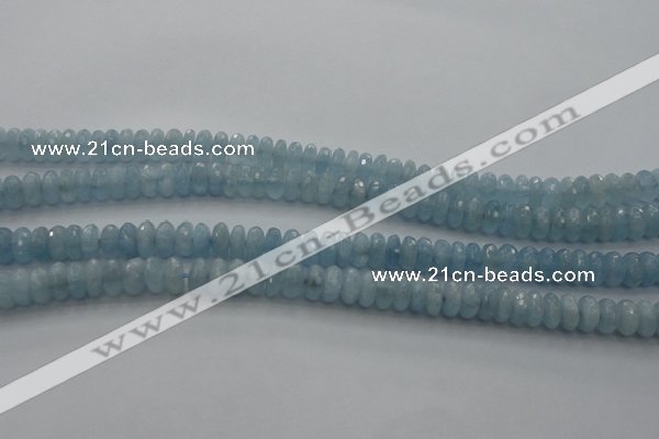 CAQ80 15.5 inches 3*7mm faceted rondelle AA grade aquamarine beads